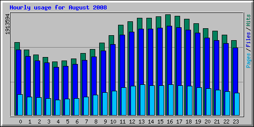 Hourly usage for August 2008